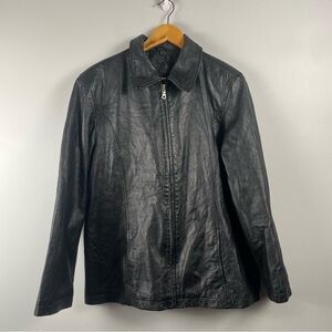 Outbrook 100% leather black full zip jacket women’s size large